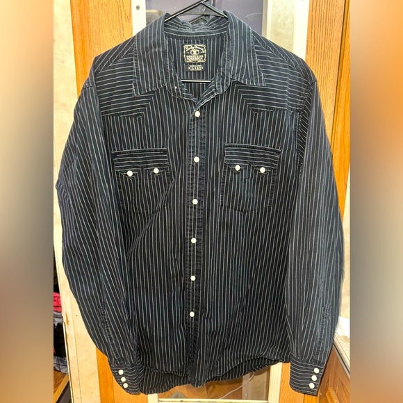 Lucky Brand Other - Lucky Brand Dungarees Men’s Western Shirt – Black Pinstripe – XL